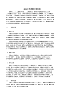 舍曲林市場(chǎng)營銷策劃案 重塑品牌定位，深耕細(xì)分市場(chǎng)